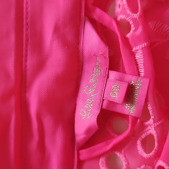 Lilly Pulitzer Amrita Maxi Shirt Dress Hot pink eyelet size 00 010634 - Picture 8 of 12
